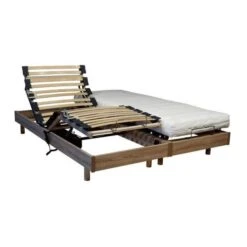 Ensemble Relaxation Matelas + Sommiers électriques Décor Chene 2x80x200 - Mousse - 14 Cm - Ferme - TALCA