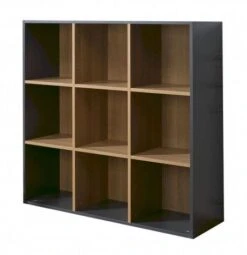 Etagère 9 Cases Bois Anthracite Et Merisier Clair Multicases -Vente De Chambre etagere 9 cases bois gris et merisier clair multicases 3700429610114 655684