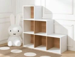 Etagère Escalier 6 Cases Blanc Et Merisier Clair Multicases -Vente De Chambre etagere escalier 6 cases blanc et merisier clair multicases 3700429610121 655717