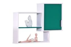 Etagère Murale Bois Massif Blanc Et Vert Alexandre