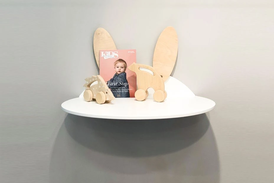 Etagère Murale Laqué Blanc Et Bois Clair Motif Lapin Milky 3 Etagère Murale Laqué Blanc Et Bois Clair Motif Lapin Milky – Image 3