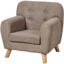 Fauteuil Enfant Tissu Gris Et Pieds Bois Massif Clair Nitty
