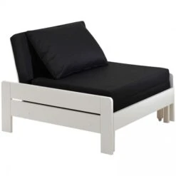 Fauteuil Transformable 80x200 Cm Pin Massif Laqué Blanc Pino