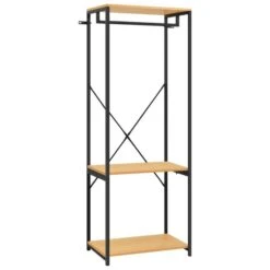 Garde-robe Noir Et Chêne 60x40x167 Cm Métal Et Aggloméré