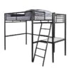 GRAFIK Lit Mezzanine Adulte Avec Sommier + Bureau Contemporain En Métal Laqué époxy Anthracite - L 140 X L 190 Cm
