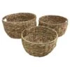 HOMEA Lot De 3 Pots Tressés En Jacinthe D'eau Et Structure Métal - Ø 28 X H 28 Cm / Ø 33 X H 33 Cm / Ø 38 X H 38 Cm - Naturel