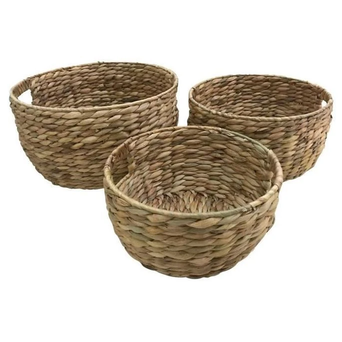 HOMEA Lot De 3 Pots Tressés En Jacinthe D'eau Et Structure Métal - Ø 28 X H 28 Cm / Ø 33 X H 33 Cm / Ø 38 X H 38 Cm - Naturel 1 HOMEA Lot De 3 Pots Tressés En Jacinthe D'eau Et Structure Métal - Ø 28 X H 28 Cm / Ø 33 X H 33 Cm / Ø 38 X H 38 Cm - Naturel