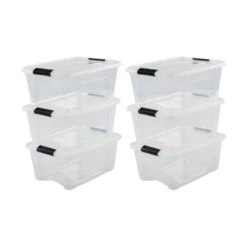 IRIS OHYAMA Lot De 6 Boîtes De Rangement Empilables - Transparent - 15 L - 39,5 X 29 X 18,6 Cm