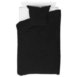 Jeu De Housse De Couette Molleton Noir 155x200/80x80 Cm