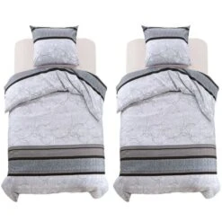 Jeu De Housse De Couette Motif Floral Rayé 140x200/60x70 Cm