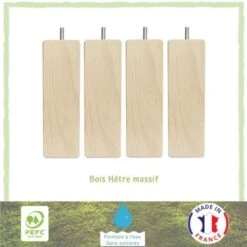 Jeu De Pieds Carrés En Bois - L 6 X L 6 X H 17 Cm - Lot De 4