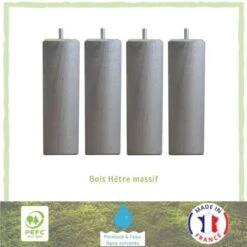 Jeu De Pieds Carrés L 6 Cm X L 6 Cm H 19 Cm - Gris Métal - Lot De 4