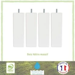 Jeu De Pieds Carrés L 6 X L 6 X H 24,5 Cm Blanc - Lot De 4