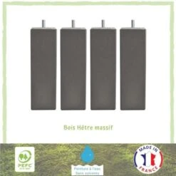 Jeu De Pieds Carrés L 7 Cm X L 7 Cm H 14,5 Cm - Taupe - Lot De 4