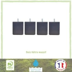 Jeu De Pieds Carrés L 7 Cm X L 7 Cm H 8,5 Cm - Gris Anthracite - Lot De 4