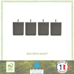 Jeu De Pieds Carrés L 7 Cm X L 7 Cm H 8,5 Cm - Taupe - Lot De 4