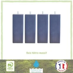 Jeu De Pieds Carrés L 7 X L 7 X H 19 Cm Gris Anthracite - Lot De 4