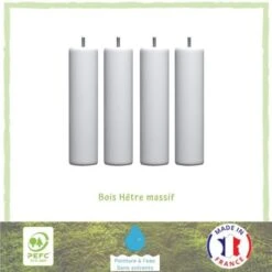 Jeu De Pieds Cylindriques Ø 6,2 Cm H 19 Cm Blanc - Lot De 4
