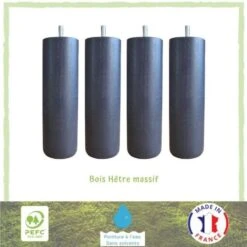 Jeu De Pieds Cylindriques Ø 7 Cm H 17 Cm Gris Anthracite - Lot De 4