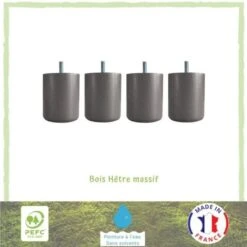 Jeu De Pieds Cylindriques Ø 7 Cm H 8,5 Cm Taupe - Lot De 4