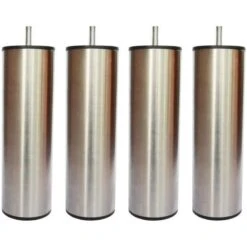 Jeu De Pieds Cylindriques Inox Brossé Saturne Ø 5 H 14,5 Cm - Lot De 4