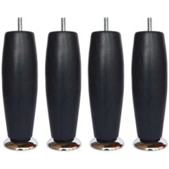 Jeu De Pieds Elegance Ronds Ø 6 H 19 Cm Noir - Lot De 4