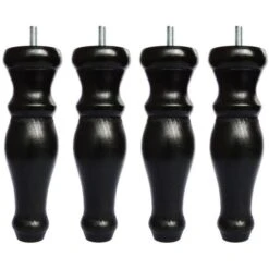 Jeu De Pieds Galaxie Ronds Ø 6 H 19 Cm Noir - Lot De 4