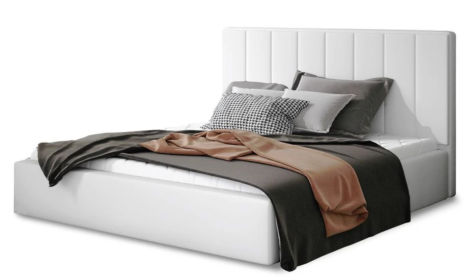 Lit 140x200 Cm Simili Cuir Blanc Capitonné Vertical Vareze 1 Lit 140x200 Cm Simili Cuir Blanc Capitonné Vertical Vareze