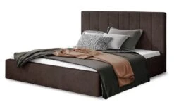 Lit 160x200 Cm Tissu Marron Capitonné Vertical Vareze