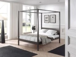 Lit à Baldaquin Pin Massif Taupe Pino 140x200 Cm -Vente De Chambre lit a baldaquin pin massif taupe pino 140x200 cm 269517