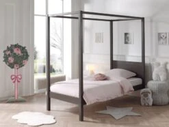 Lit à Baldaquin Pin Massif Taupe Pino 90x200 Cm -Vente De Chambre lit a baldaquin pin massif taupe pino 90x200 cm 5420070229128 269507