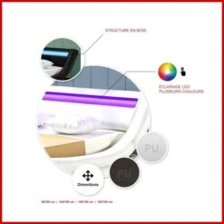 Lit à Led Similicuir Gris 140x190 Cm Paula 6 Lit à Led Similicuir Gris 140x190 Cm Paula -Vente De Chambre lit a led similicuir gris 140x190 cm paula 3666722586696 206774