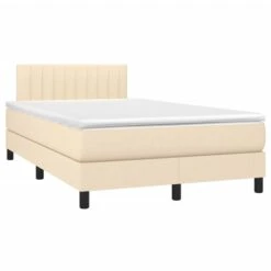 Lit à Sommier Tapissier Avec Matelas Crème 120x200 Cm Tissu 4 -Vente De Chambre lit a sommier tapissier avec matelas creme 120x200 cm tissu 3666722842136 1460041