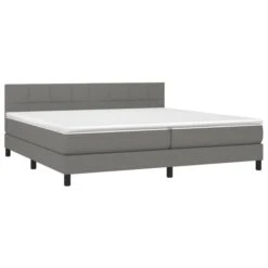 Lit à Sommier Tapissier Avec Matelas Gris Foncé 200x200cm Tissu 2 -Vente De Chambre lit a sommier tapissier avec matelas gris fonce 200x200cm tissu 3666722841696 1459714