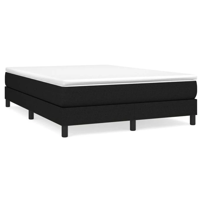 Lit à Sommier Tapissier Avec Matelas Noir 140x190 Cm Tissu 2 Lit à Sommier Tapissier Avec Matelas Noir 140x190 Cm Tissu – Image 2