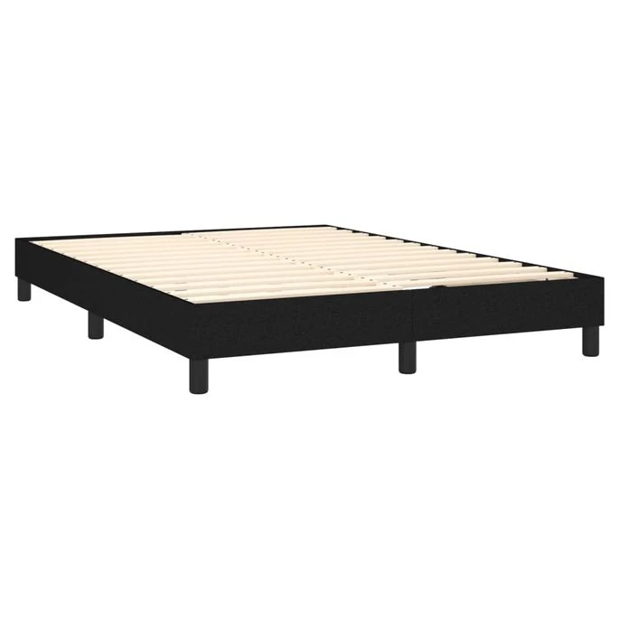 Lit à Sommier Tapissier Avec Matelas Noir 140x190 Cm Tissu 4 Lit à Sommier Tapissier Avec Matelas Noir 140x190 Cm Tissu – Image 4