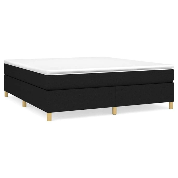 Lit à Sommier Tapissier Avec Matelas Noir 180x200 Cm Tissu 2 Lit à Sommier Tapissier Avec Matelas Noir 180x200 Cm Tissu – Image 2