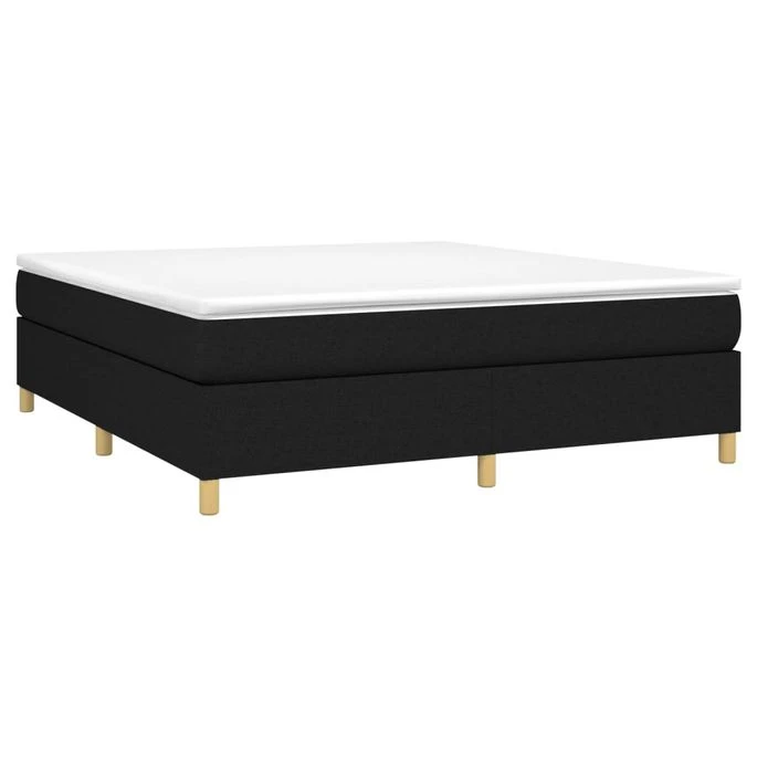 Lit à Sommier Tapissier Avec Matelas Noir 180x200 Cm Tissu 3 Lit à Sommier Tapissier Avec Matelas Noir 180x200 Cm Tissu – Image 3