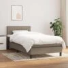 Lit à Sommier Tapissier Avec Matelas Taupe 100x200 Cm Tissu 4