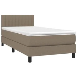 Lit à Sommier Tapissier Avec Matelas Taupe 100x200 Cm Tissu 4 -Vente De Chambre lit a sommier tapissier avec matelas taupe 100x200 cm tissu 3666722842143 1460013