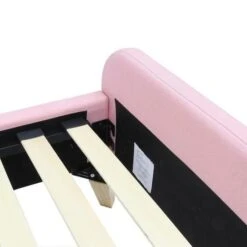 Lit Adulte 140 X 190 Cm - Tissu Imitation Lin Rose Et Boutons Roses - Sommier Inclus - ASHBY -Vente De Chambre lit adulte 140 x 190 cm tissu imitation lin rose et boutons roses sommier inclus ashby 3612400227597 528337