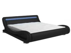 Lit Avec Led Similicuir Noir 160x200 Cm Zapa