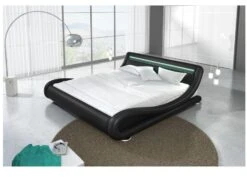 Lit Avec Led Similicuir Noir 160x200 Cm Zapa -Vente De Chambre lit avec led similicuir noir 160x200 cm zapa 3666722590839 353111