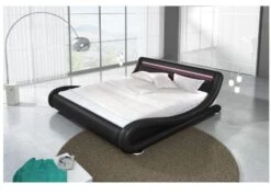 Lit Avec Led Similicuir Noir 160x200 Cm Zapa -Vente De Chambre lit avec led similicuir noir 160x200 cm zapa 3666722590839 353112