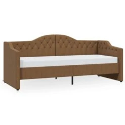 Vente De Chambre -Vente De Chambre lit avec matelas et eclairage usb marron tissu 90x200 cm 3666722623025 1401395