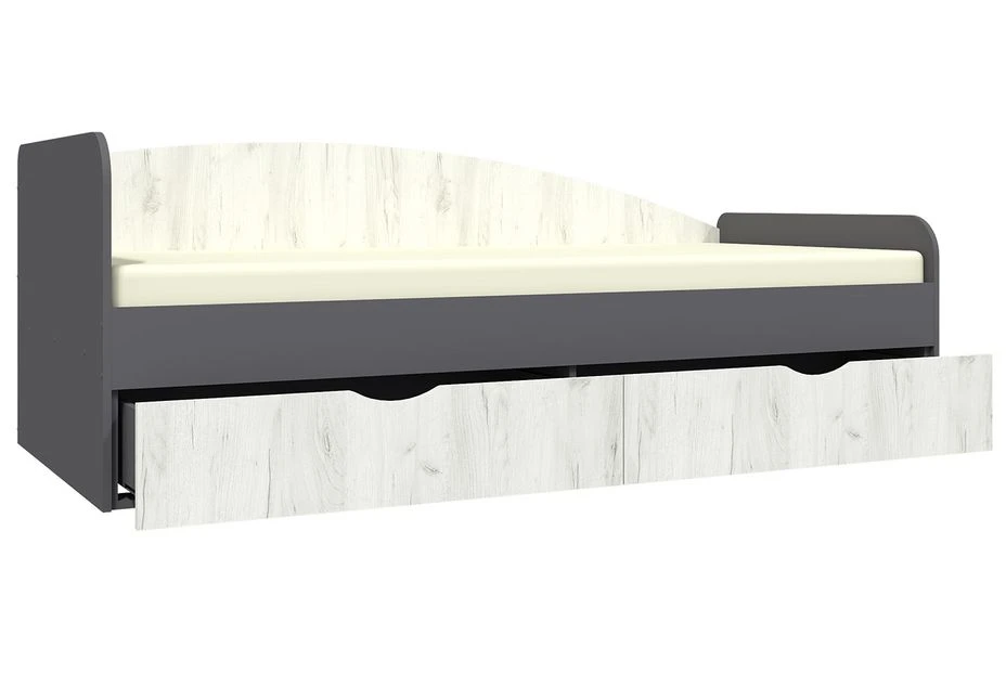 Lit Banquette Avec 2 Tiroirs Bois Gris Et Blanc Arade 90x200 Cm 1 Lit Banquette Avec 2 Tiroirs Bois Gris Et Blanc Arade 90x200 Cm
