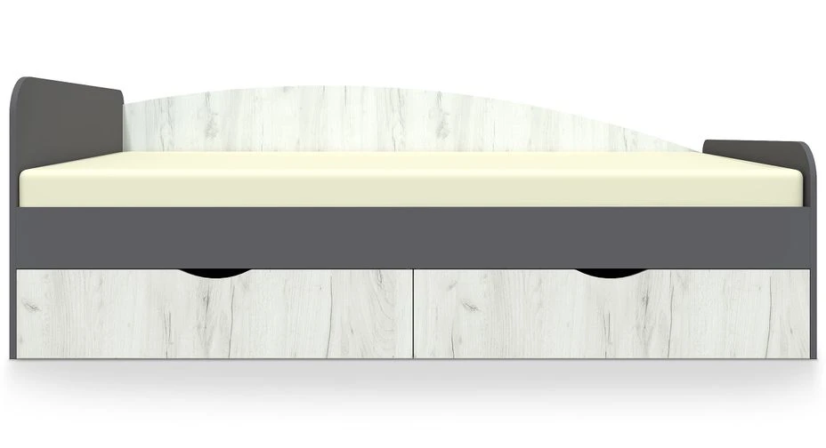 Lit Banquette Avec 2 Tiroirs Bois Gris Et Blanc Arade 90x200 Cm 2 Lit Banquette Avec 2 Tiroirs Bois Gris Et Blanc Arade 90x200 Cm – Image 2