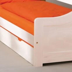 Lit Banquette Avec Tiroir Lit Pin Massif Vernis Blanc Theo 80x190 Cm -Vente De Chambre lit banquette avec tiroir lit pin massif vernis blanc theo 80x190 cm 4010340292023 402471