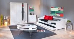 Lit Banquette Avec Tiroir Lit Pin Massif Vernis Blanc Theo 90x190 Cm -Vente De Chambre lit banquette avec tiroir lit pin massif vernis blanc theo 90x190 cm 4010340209205 577352