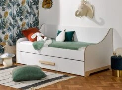 Lit Banquette Gigogne 90x190 Cm Bois Blanc Et Bouleau Clair Boréal